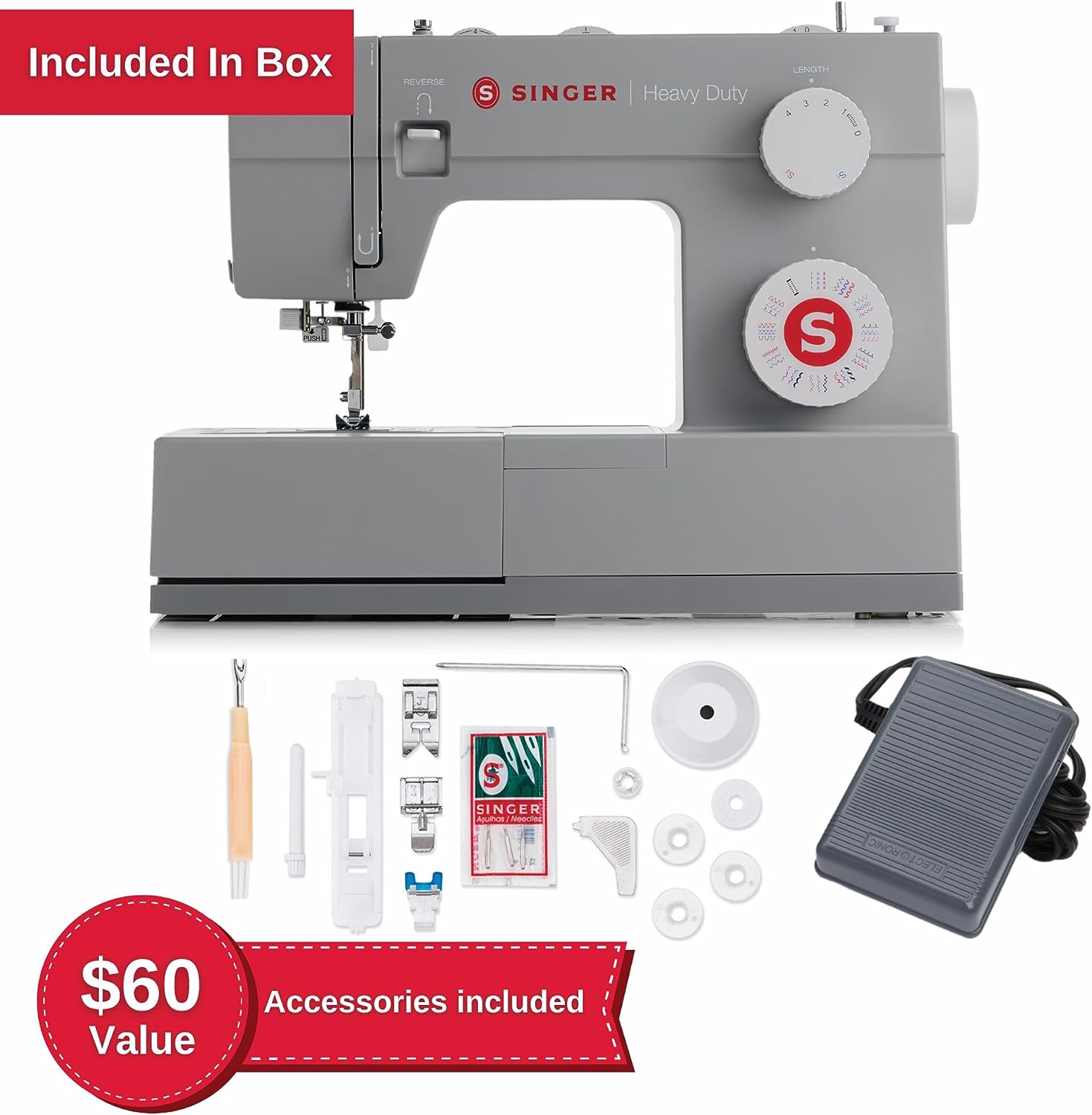 Singer Heavy Duty 4432 Sewing Machine with 32 Built-In Stitches, Automatic  Needle Threader, Metal Frame and Stainless Steel Bedplate, Perfect for